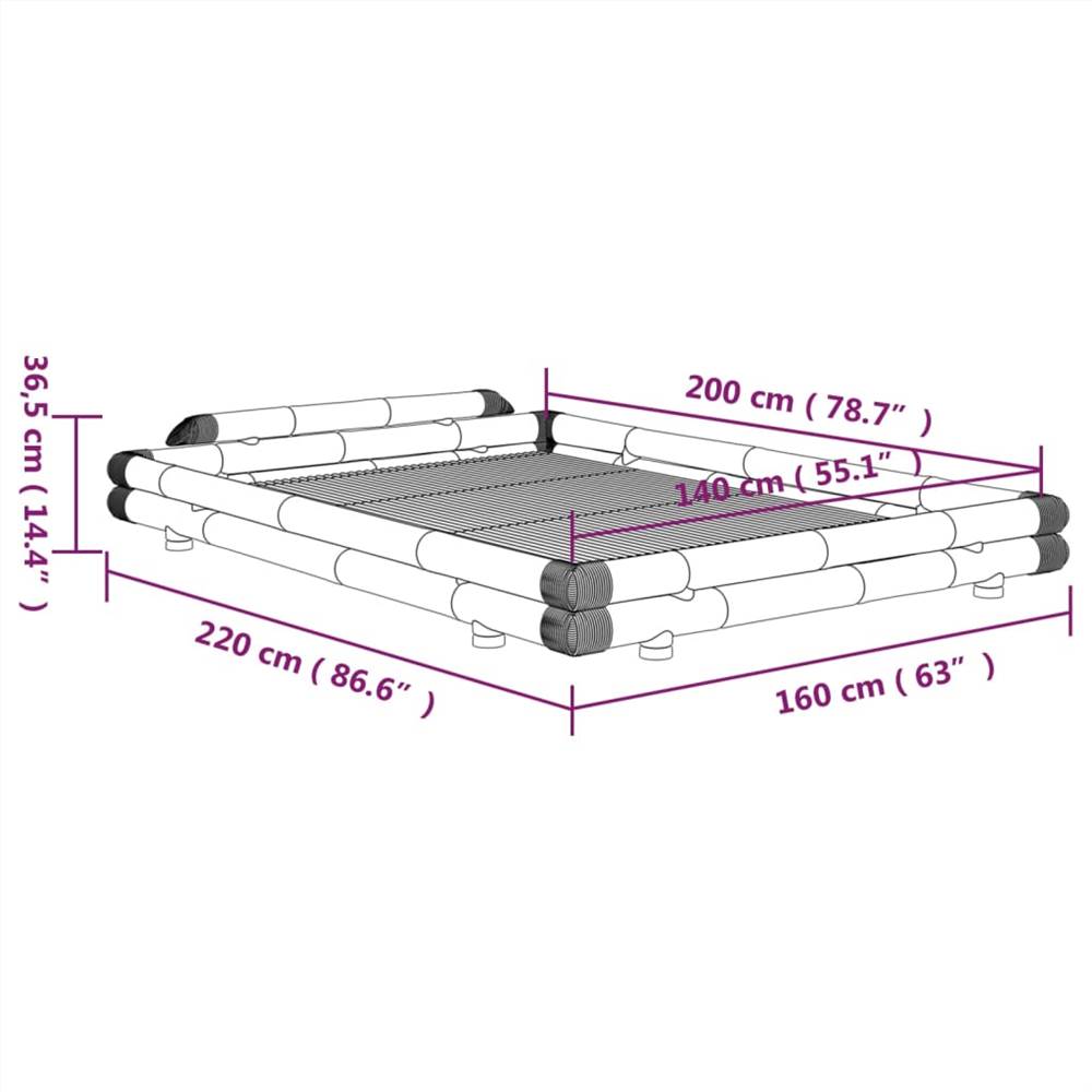 Bed Frame Bamboo 140x200 cm Double