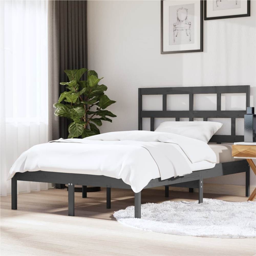 

Bed Frame Grey Solid Wood 150x200 cm 5FT King Size