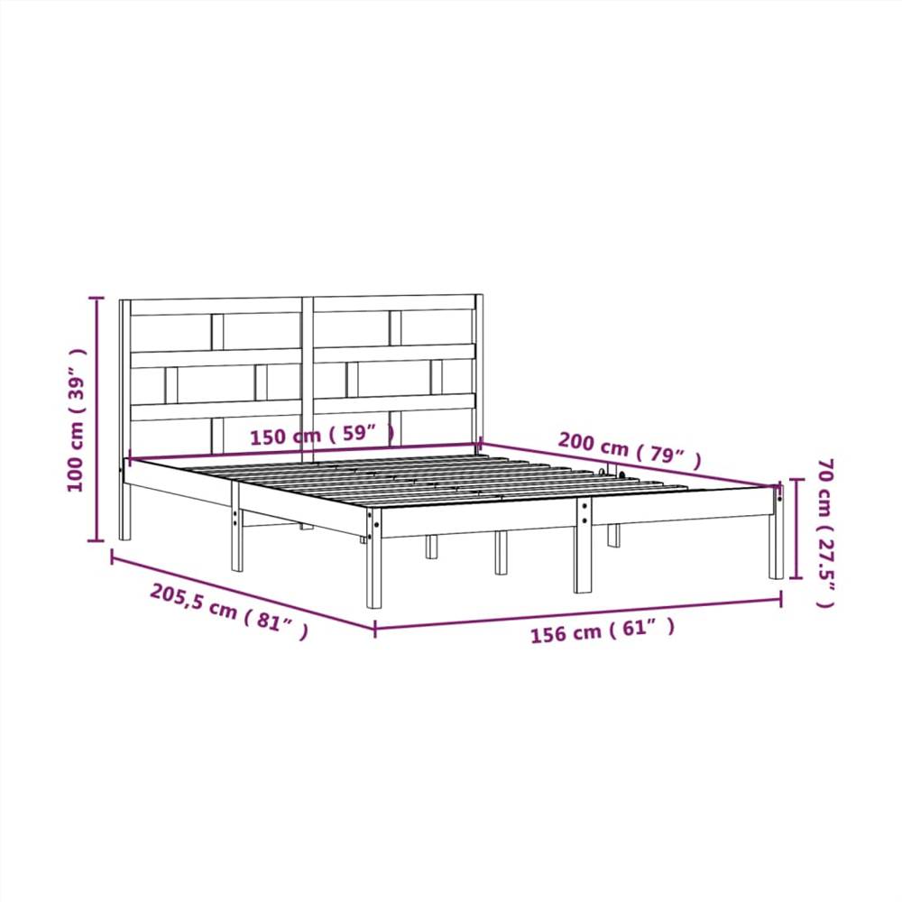 Bed Frame Solid Wood 150x200 cm 5FT King Size