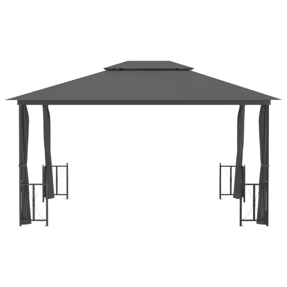 Gazebo with Sidewalls&Double Roofs 3x4 m Anthracite