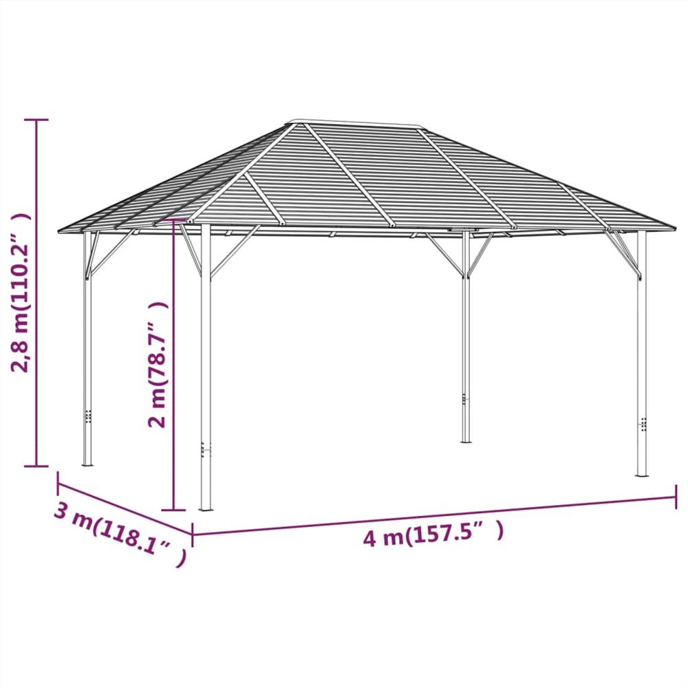 Gazebo with Sidewalls&Roof 4x3 m Anthracite