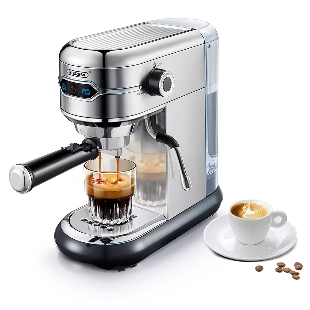 HiBREW H11 1450 W kávéfőző Latte csészével, 19 bar-os félautomata eszpresszógép, ESE POD por kettős felhasználású, forró víz