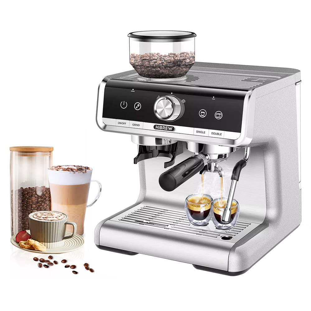 HiBREW H7 1550 W kávéfőző, 19 bar 2.8 literes vízkapacitású kávéfőző Latte csésze por tamper elektronikus mérleggel