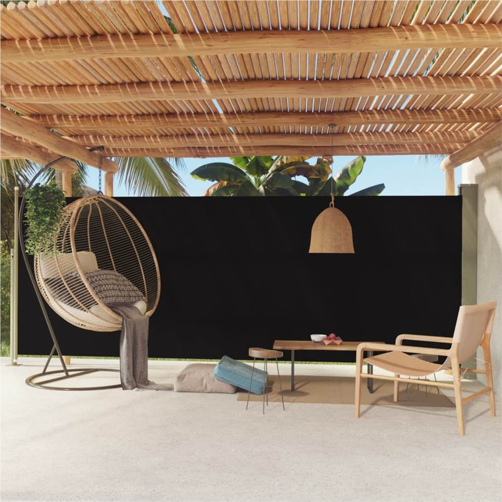 Patio Retractable Side Awning 200x500 cm Black