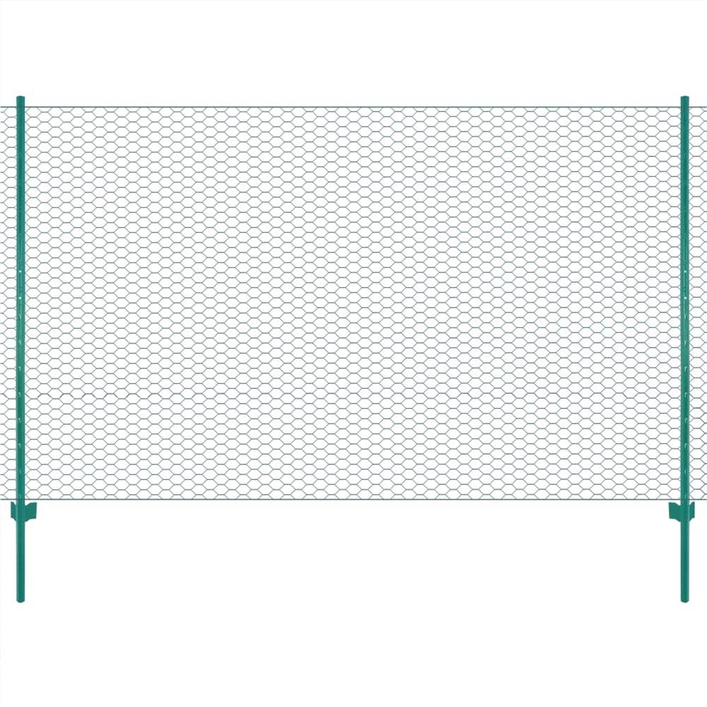 

Wire Mesh Fence with Posts Steel 25x2 m Green