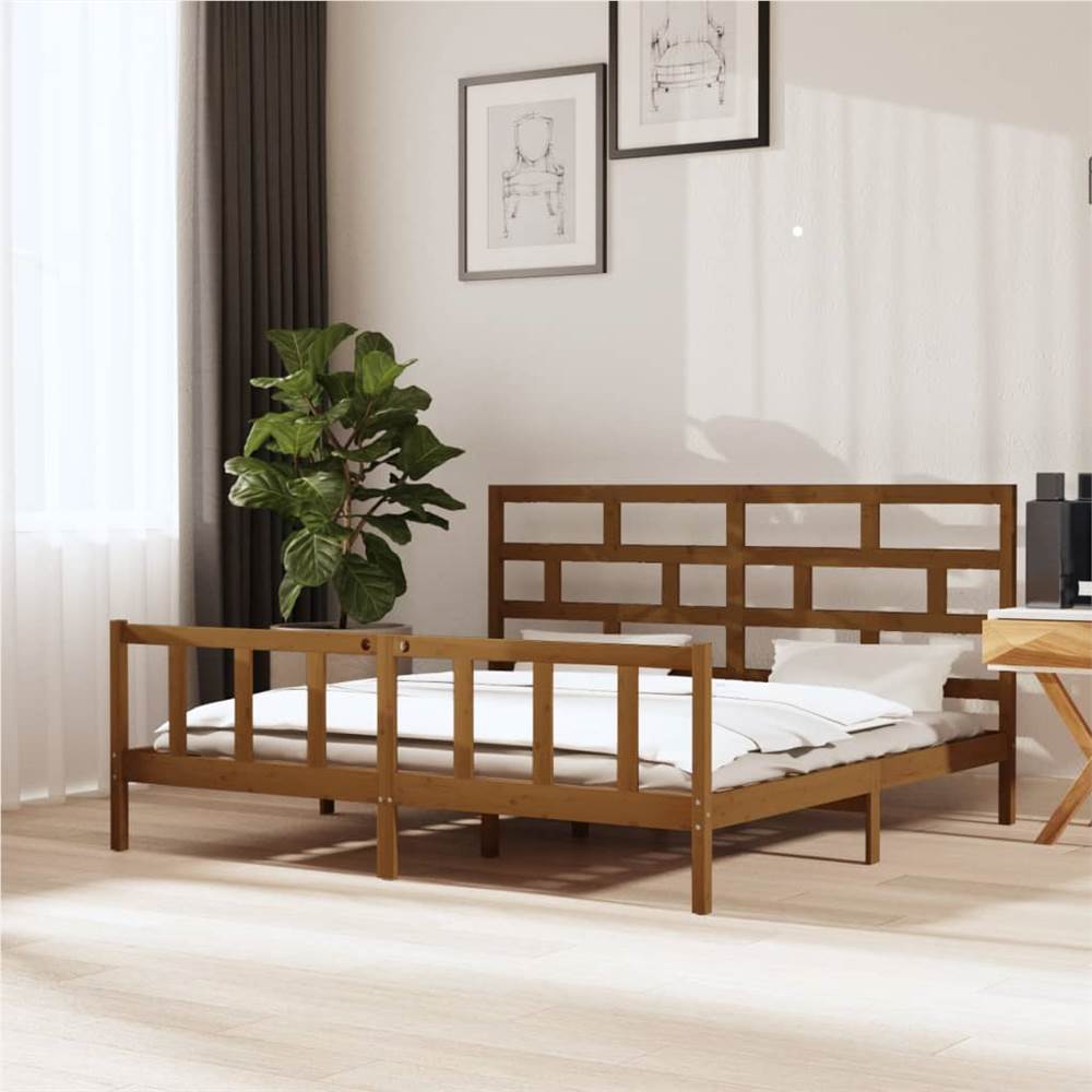 

Bed Frame Honey Brown Solid Wood Pine 180x200 cm 6FT Super King