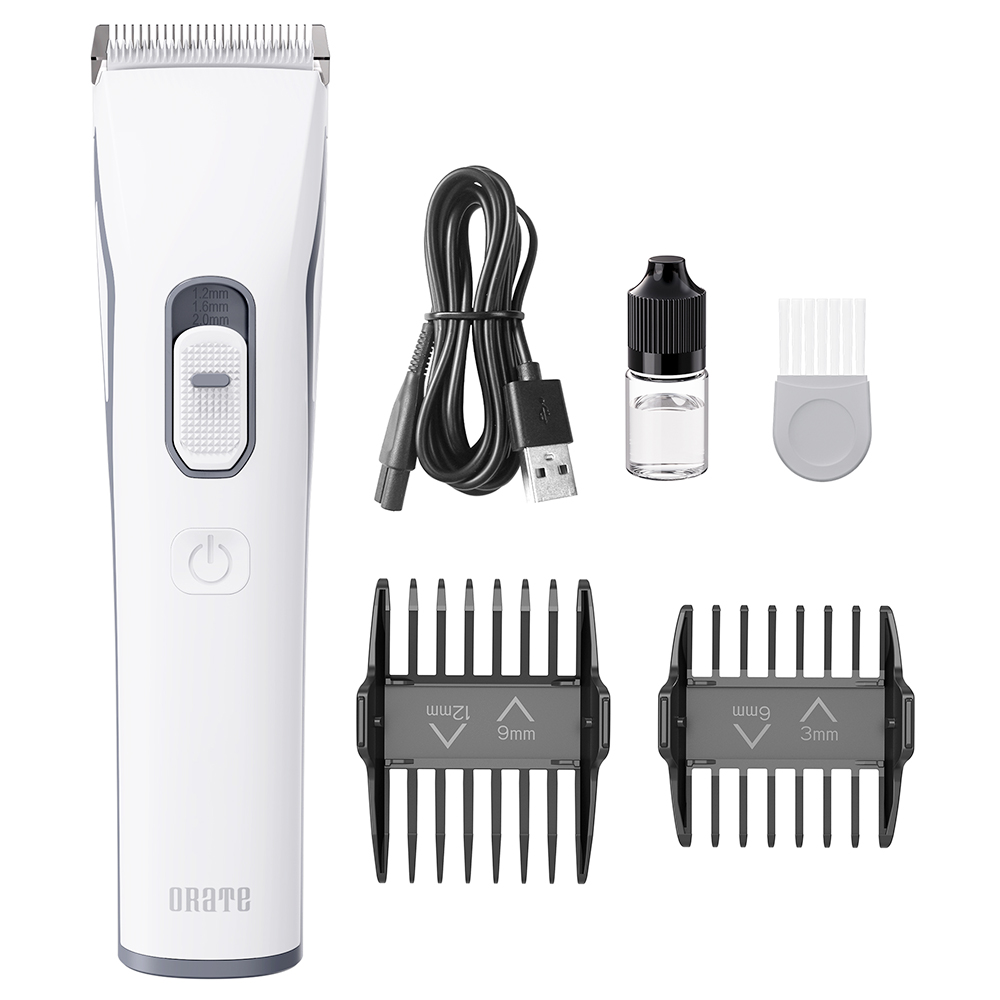 ORATE OHC-315 7 W Haarschneidemaschine mit 2 Kämmen, elektrischer Haarschneider mit USB-Aufladung, 6300 U/min, 4.5 Std. Laufzeit, geräuscharm