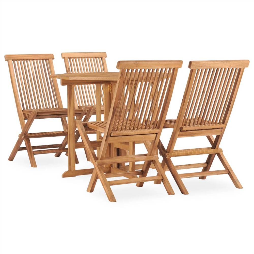 

5 Piece Folding Outdoor Dining Set Solid Teak Wood