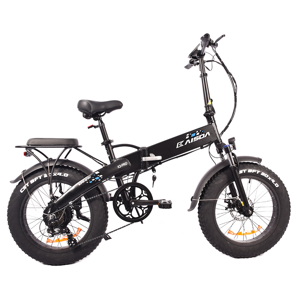 KAISDA K2 Pro Folding Electric Moped Bike Mountain Bicycle 20*4.0 Inch Fat Tire Bafang 350W Motor Max Speed 25Km/h 48V 12.8AH Battery Max Load 150KG SHIMANO 21 Speed APP Control - Black