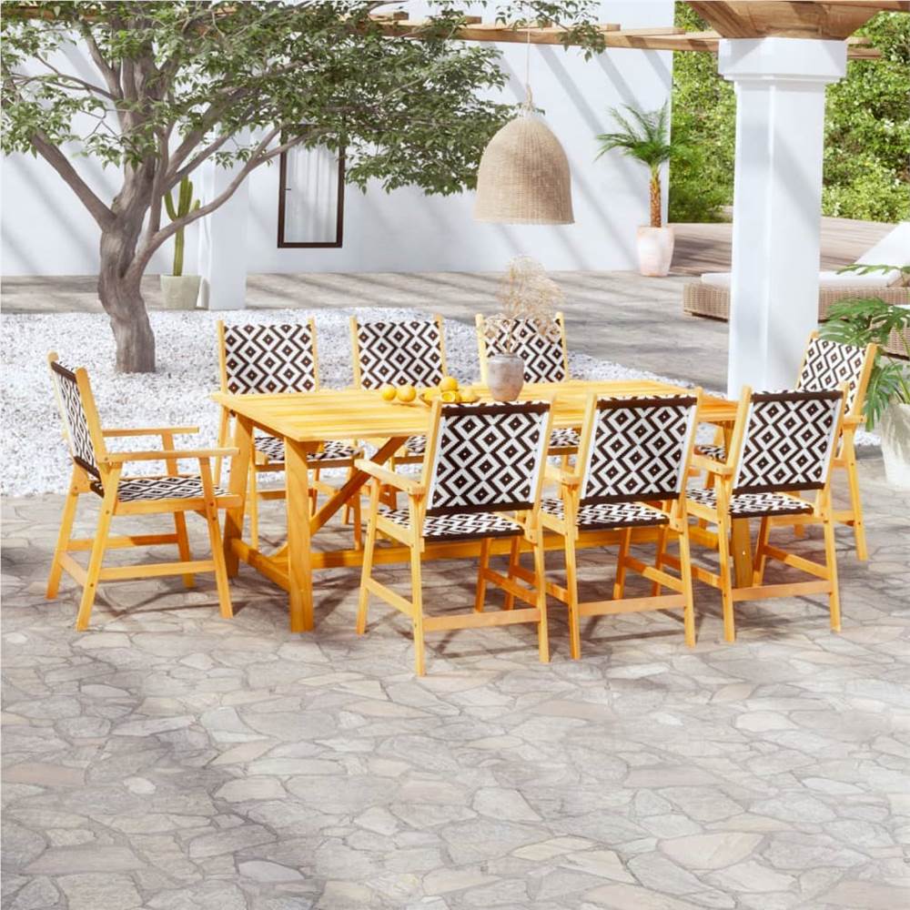 

9 Piece Garden Dining Set Solid Acacia Wood