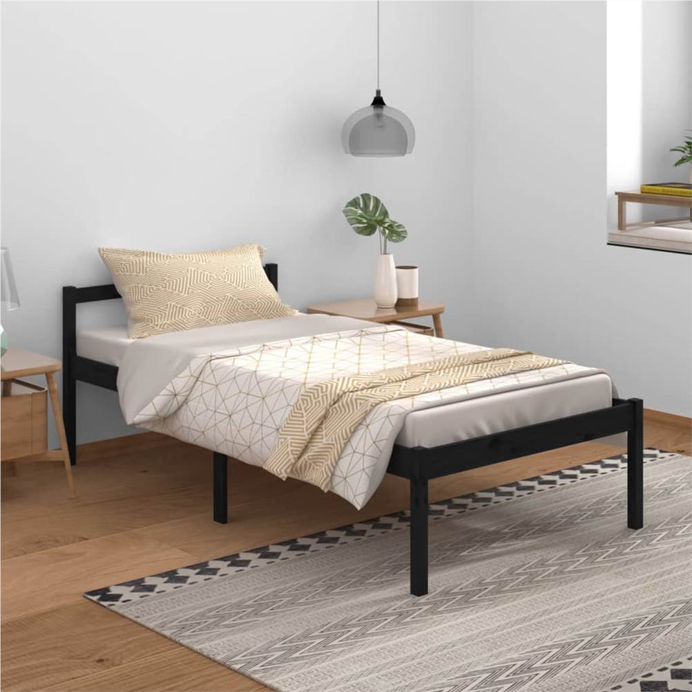 

Bed Frame Black Solid Wood Pine 100x200 cm Single