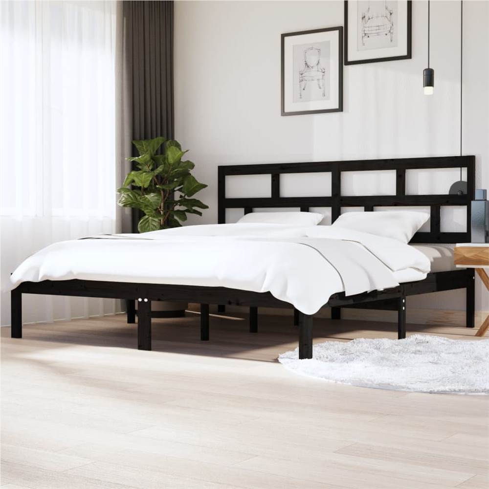 

Bed Frame Black Solid Wood Pine 200x200 cm Super King