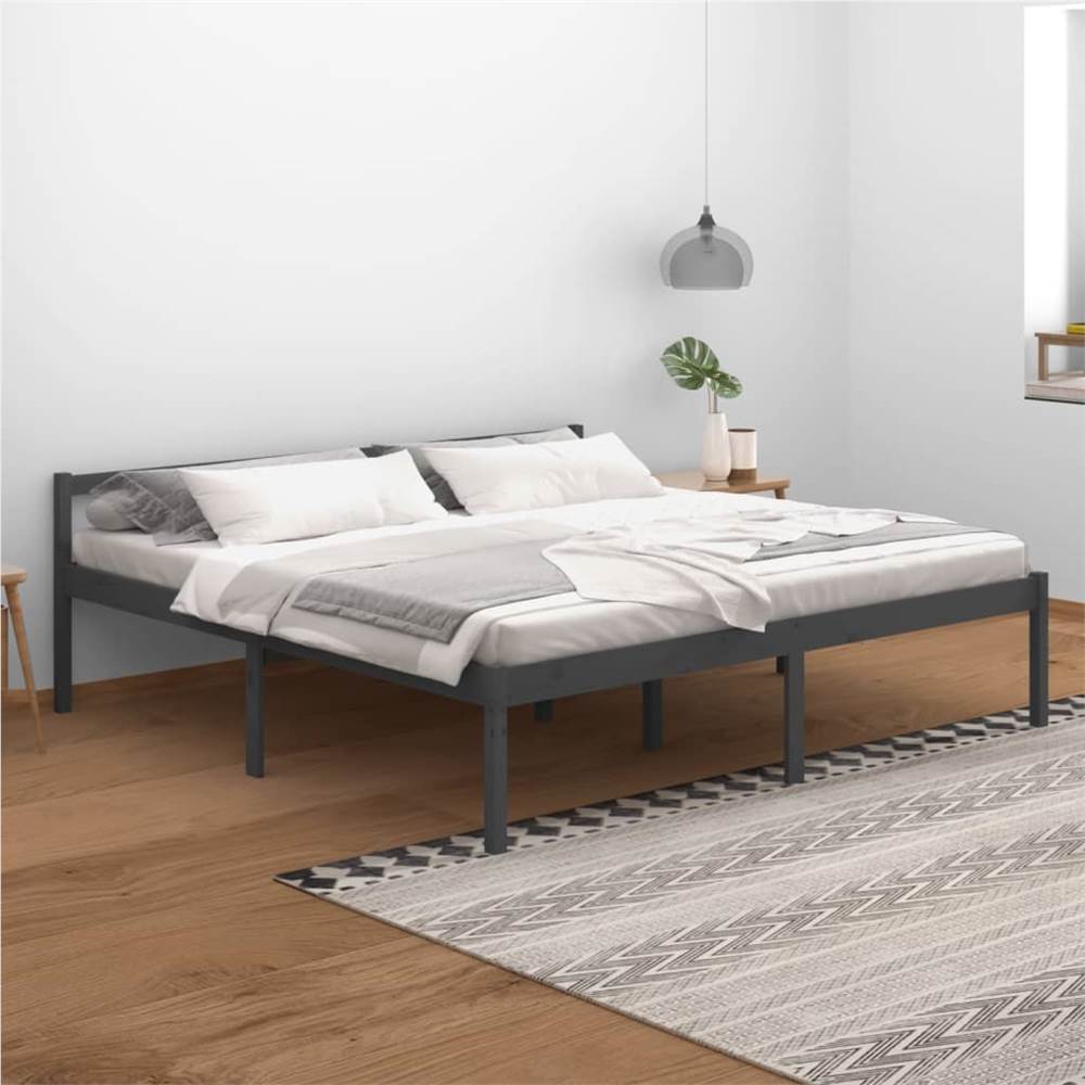 

Bed Frame Grey Solid Wood Pine 200x200 cm Super King