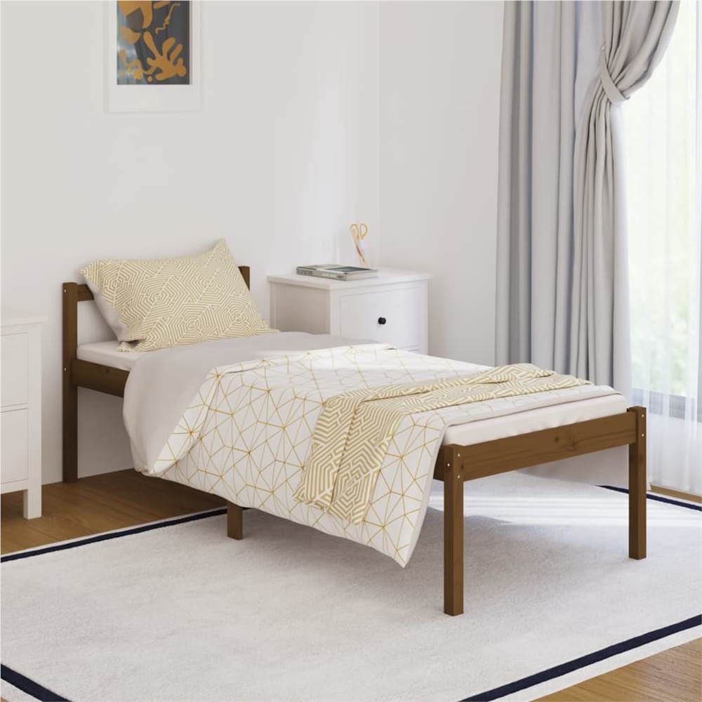 

Bed Frame Honey Brown Solid Wood 75x190 cm 2FT6 Small Single