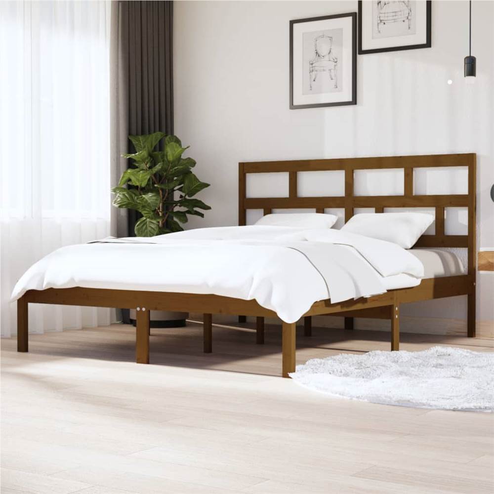 

Bed Frame Honey Brown Solid Wood Pine 160x200 cm King Size