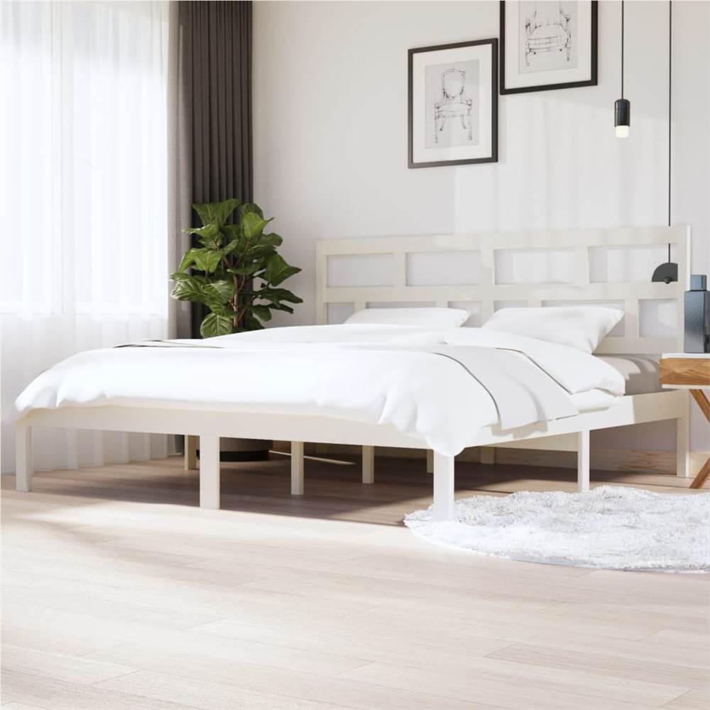 

Bed Frame White Solid Wood Pine 200x200 cm Super King