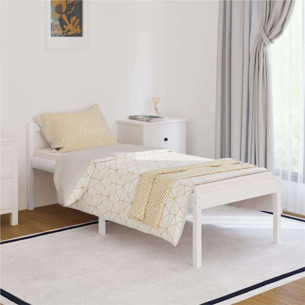 

Bed Frame White Solid Wood Pine 90x200 cm Single