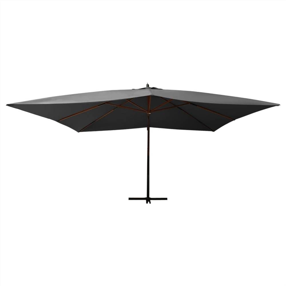 Cantilever Umbrella with Wooden Pole 400x300 cm Anthracite