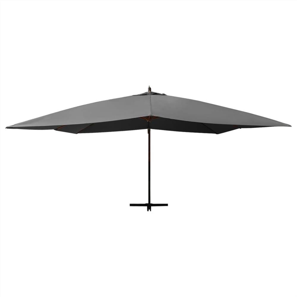 Cantilever Umbrella with Wooden Pole 400x300 cm Anthracite