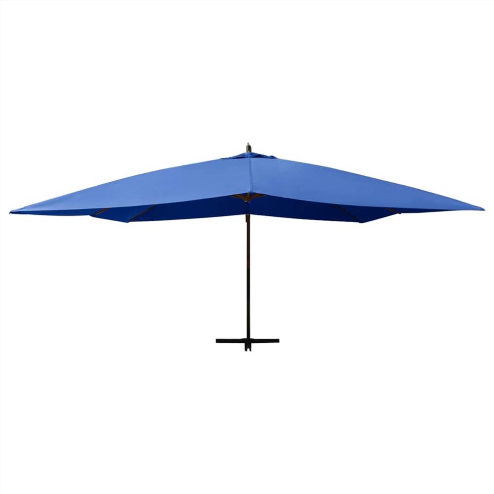 Cantilever Umbrella with Wooden Pole 400x300 cm Azure Blue