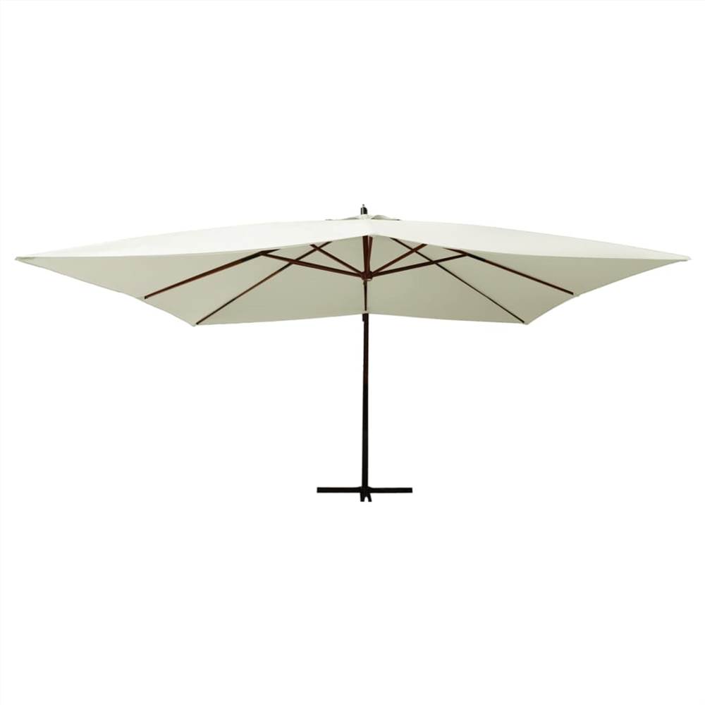 Cantilever Umbrella with Wooden Pole 400x300 cm Sand White