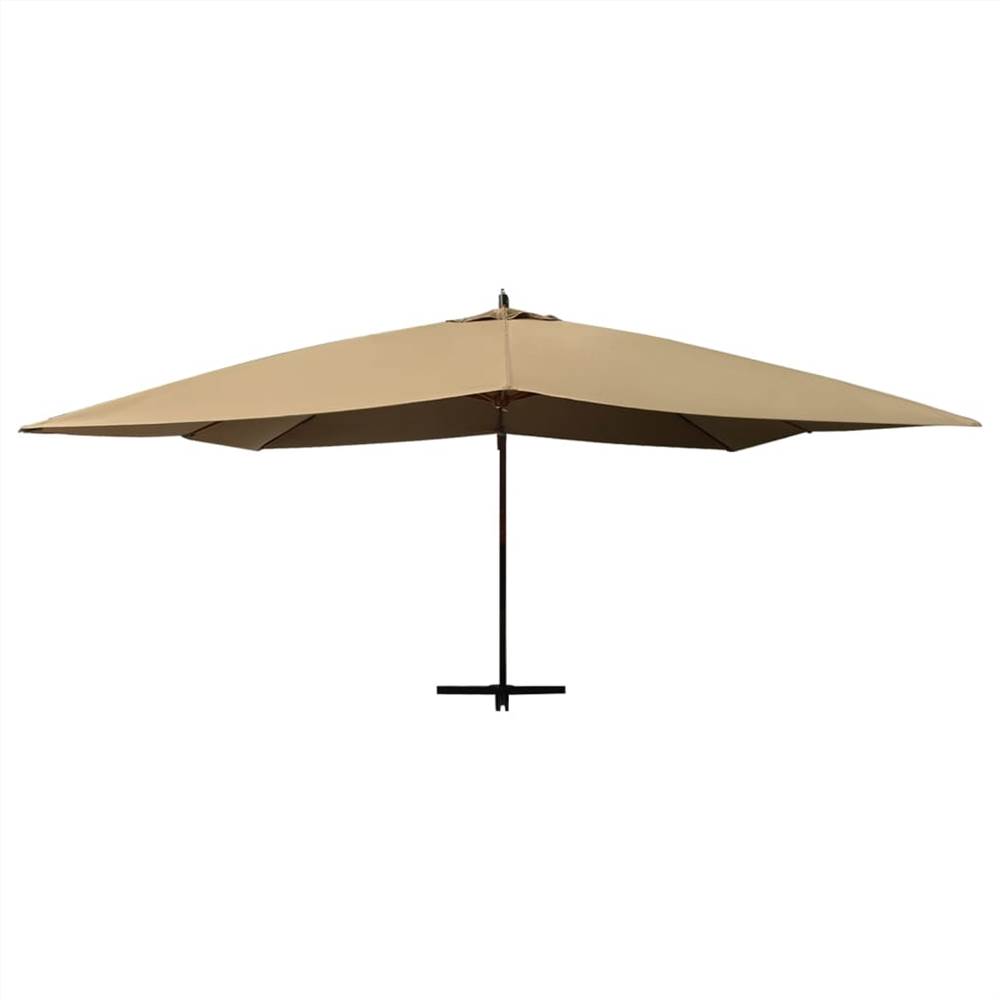 Cantilever Umbrella with Wooden Pole 400x300 cm Taupe
