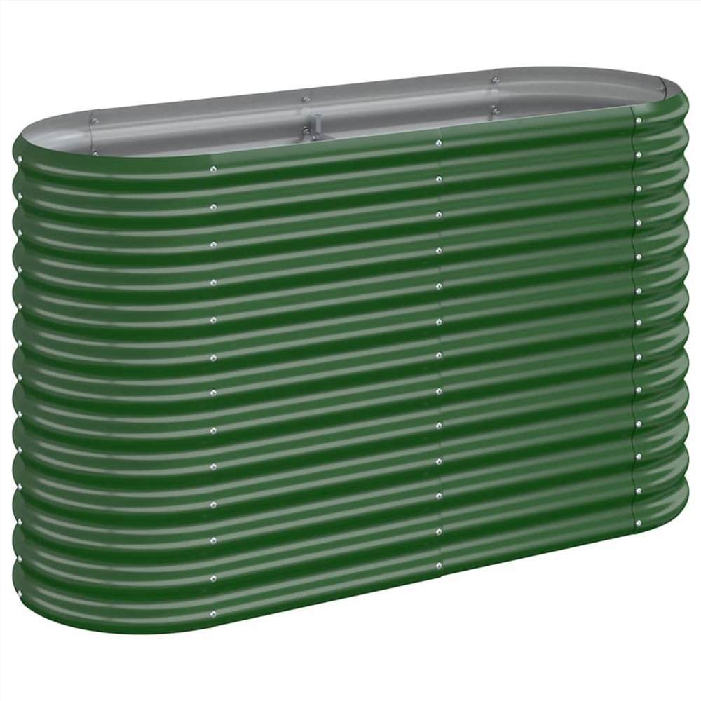 Garden Planter Powder-coated Steel 114x40x68 cm Green