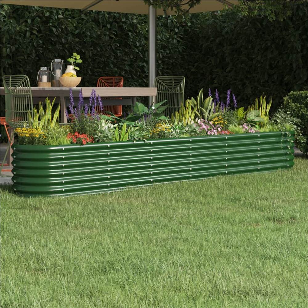 Garden Planter Powder-coated Steel 260x40x36 cm Green