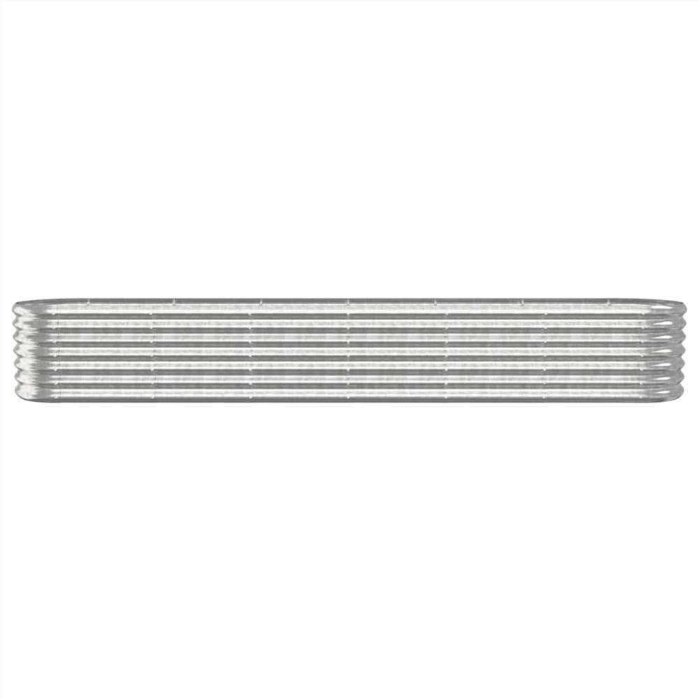 Garden Planter Powder-coated Steel 260x40x36 cm Silver