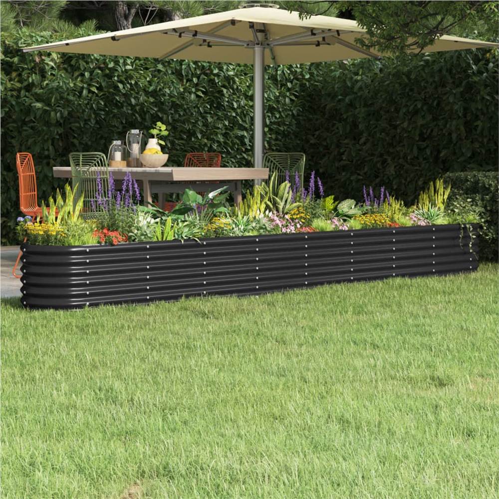 

Garden Planter Powder-coated Steel 332x40x36 cm Anthracite