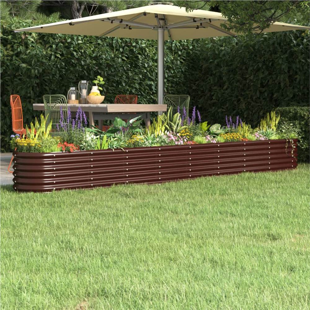 

Garden Planter Powder-coated Steel 332x40x36 cm Brown