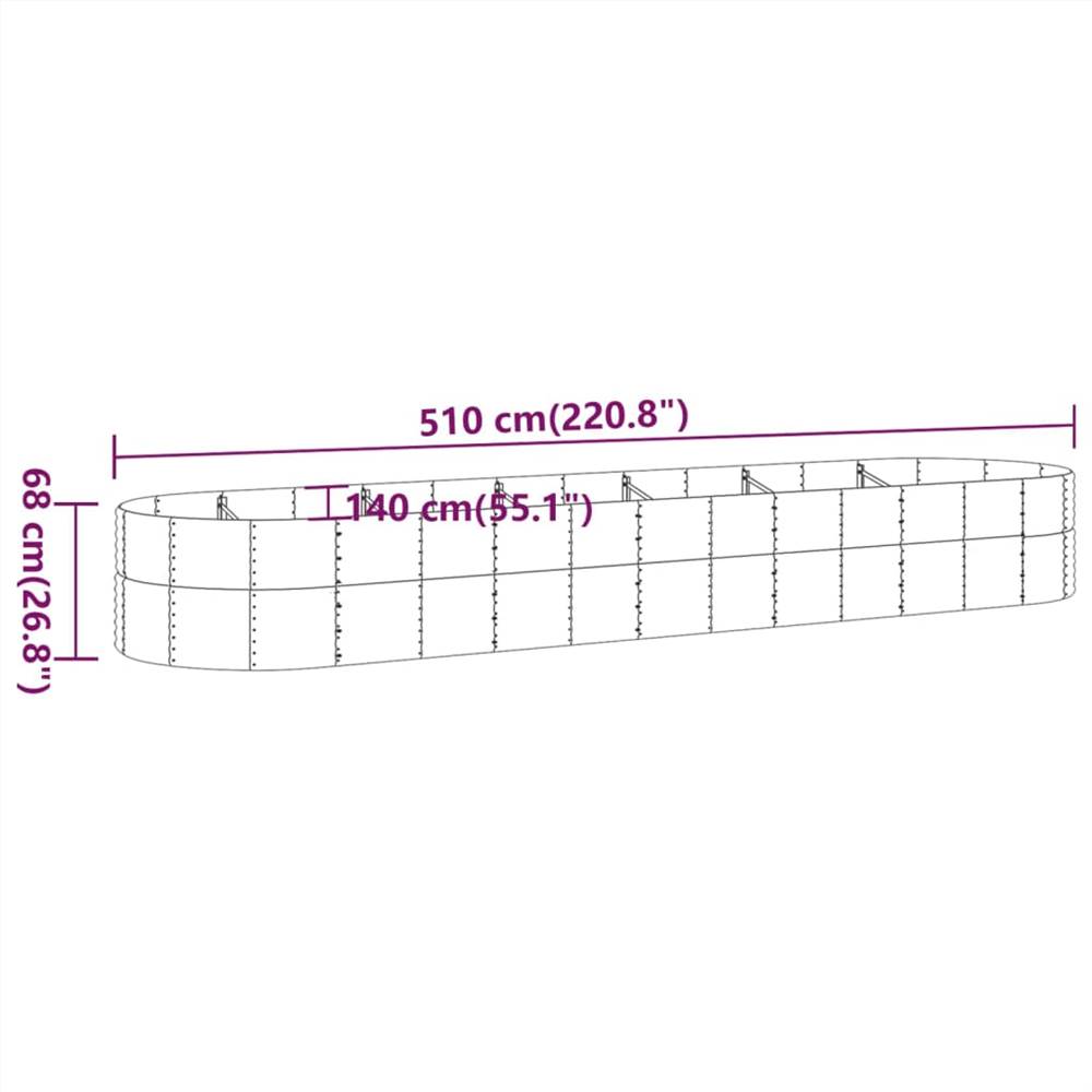 Garden Planter Powder-coated Steel 510x140x68 cm Green