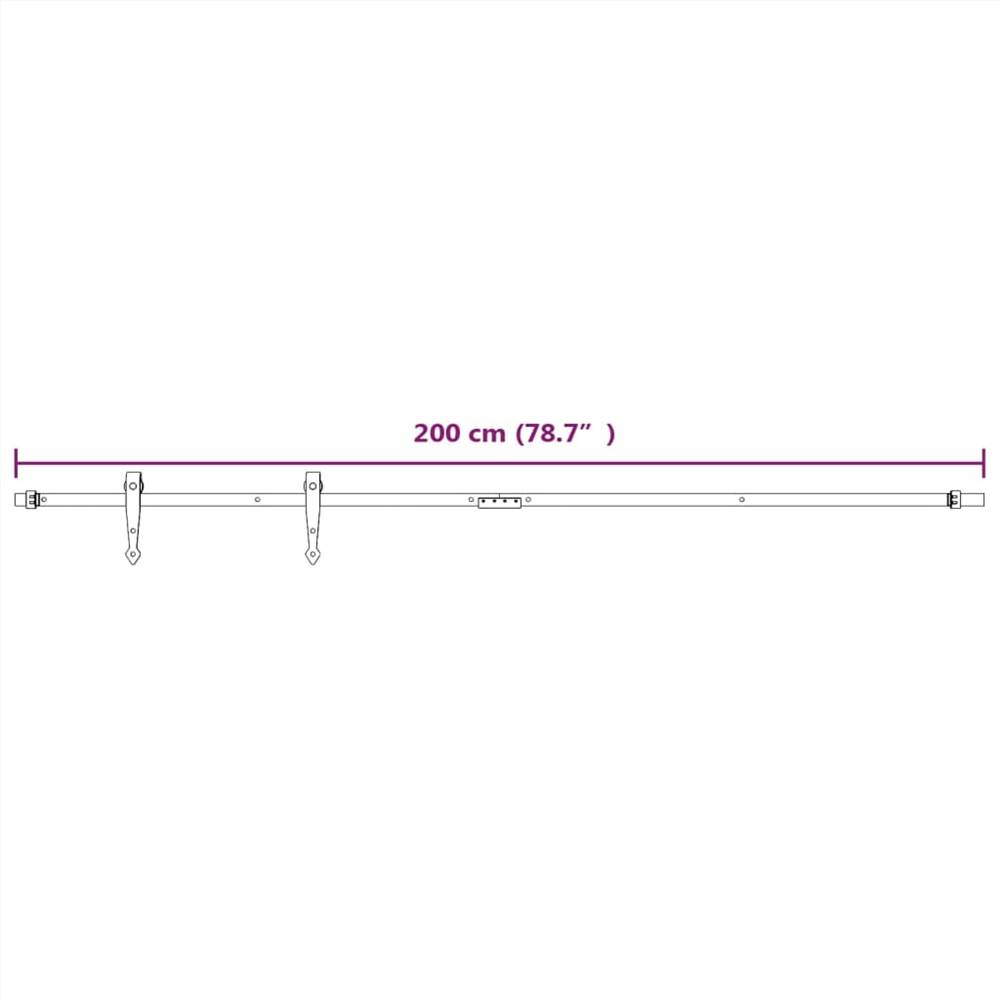 Mini Sliding Barn Door Kit Carbon Steel White 200 cm