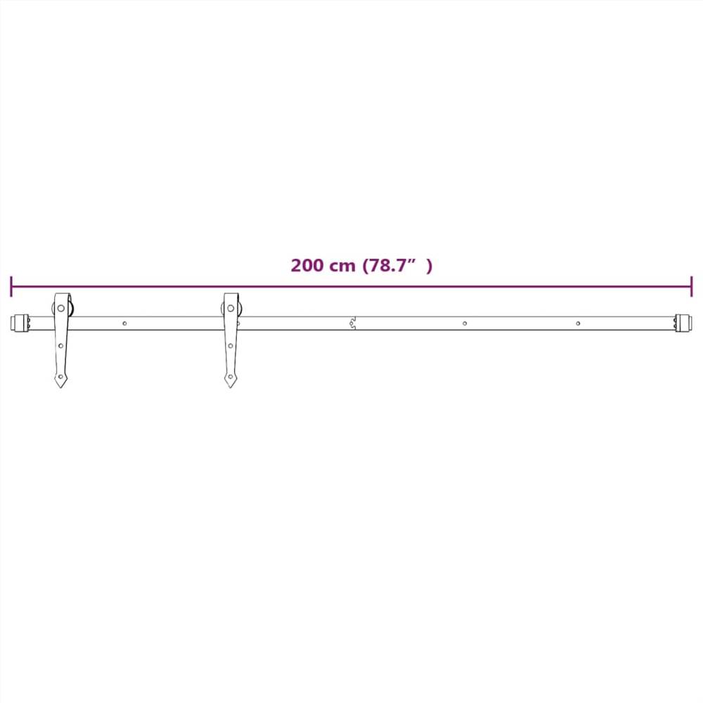 Sliding Door Hardware Kit 200 cm Steel White