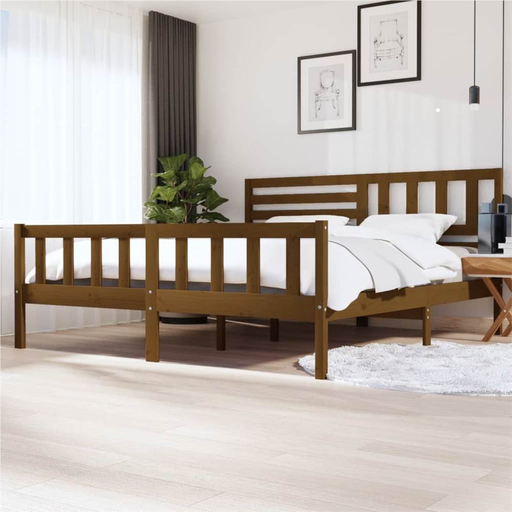 

Bed Frame Honey Brown Solid Wood 200x200 cm Super King