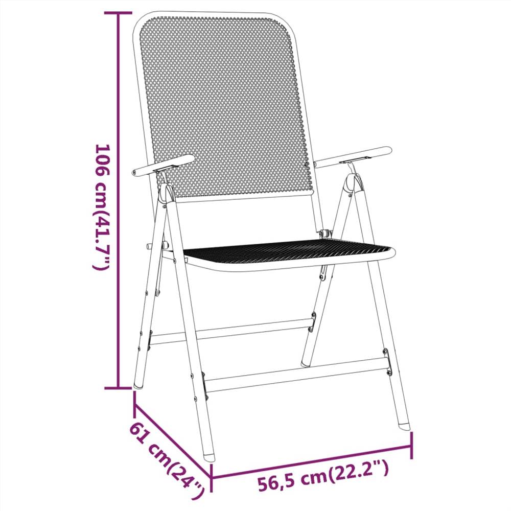 Folding Garden Chairs 2 pcs Expanded Metal Mesh Anthracite