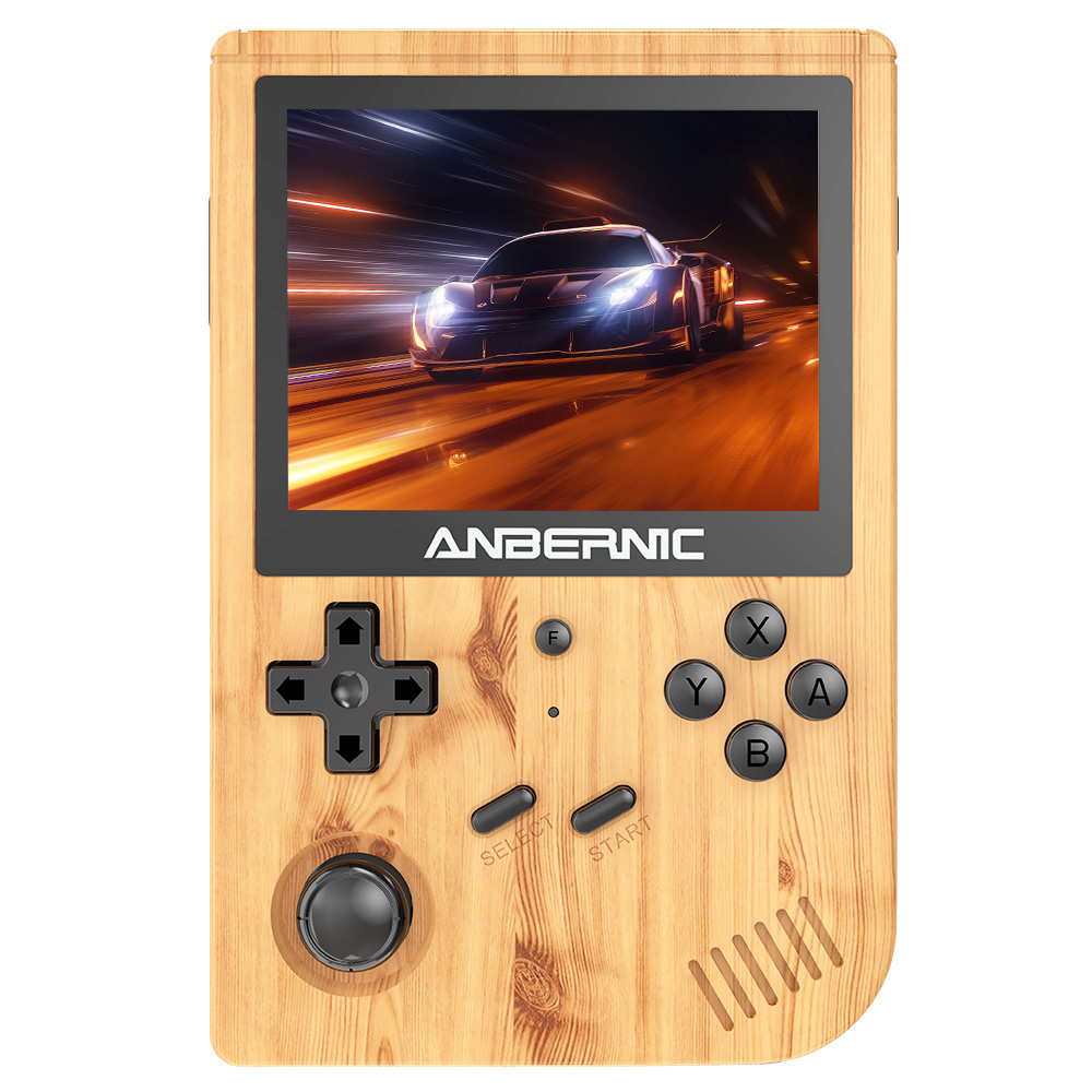 ANBERNIC RG351V 128GB handheld gameconsole, 3.5 inch 640 * 480P IPS-scherm, 20000 games, dubbele TF-kaartsleuf, ondersteunt NDS, N64, DC, PSP, PS1, openbor, CPS1, CPS2, FBA, NEOGEO, NEOGEOPOCKET, GBA, GBC, GB, SFC, FC, MD, SMS, MSX, PCE, WSC, Hout