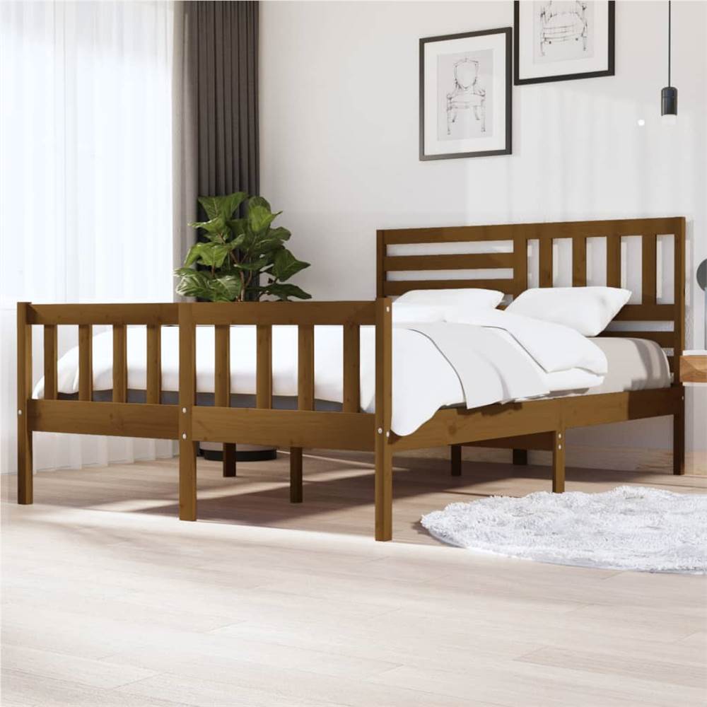 

Bed Frame Honey Brown Solid Wood 140x200 cm