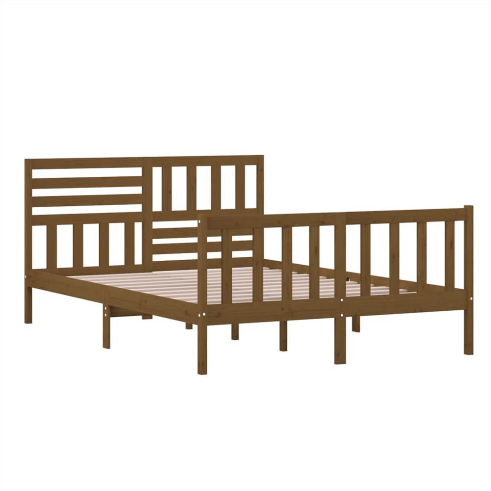 Bed Frame Honey Brown Solid Wood 140x200 cm