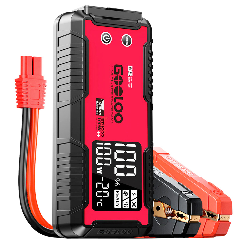 GOOLOO GT4000 Jump Starter, 4000A Peak Car Starter, Auto Battery Booster Pack, 99.2Wh Power Bank, 400 Lumen LED Light - Red