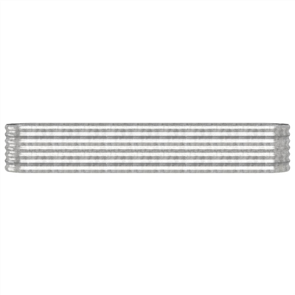 Garden Planter Powder-coated Steel 224x40x36 cm Silver