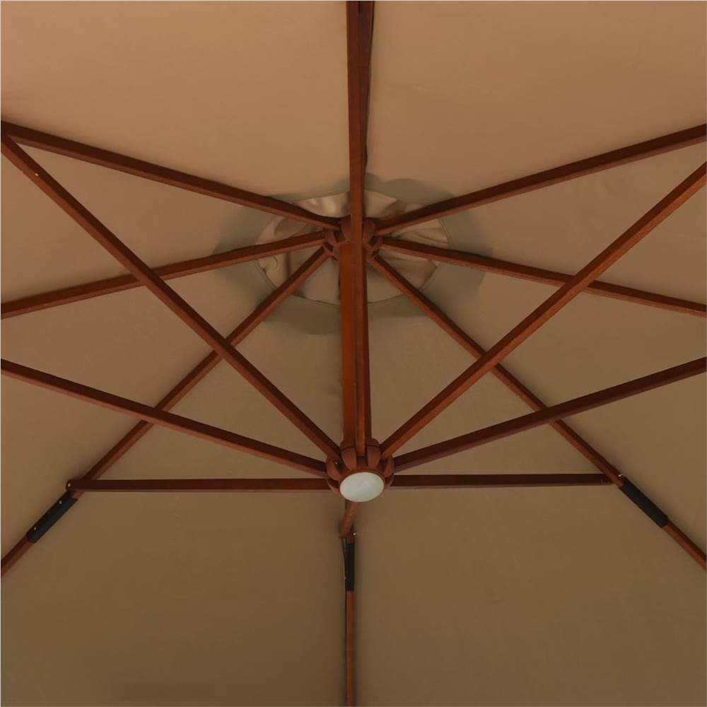 Hanging Parasol with Wooden Pole 350 cm Taupe