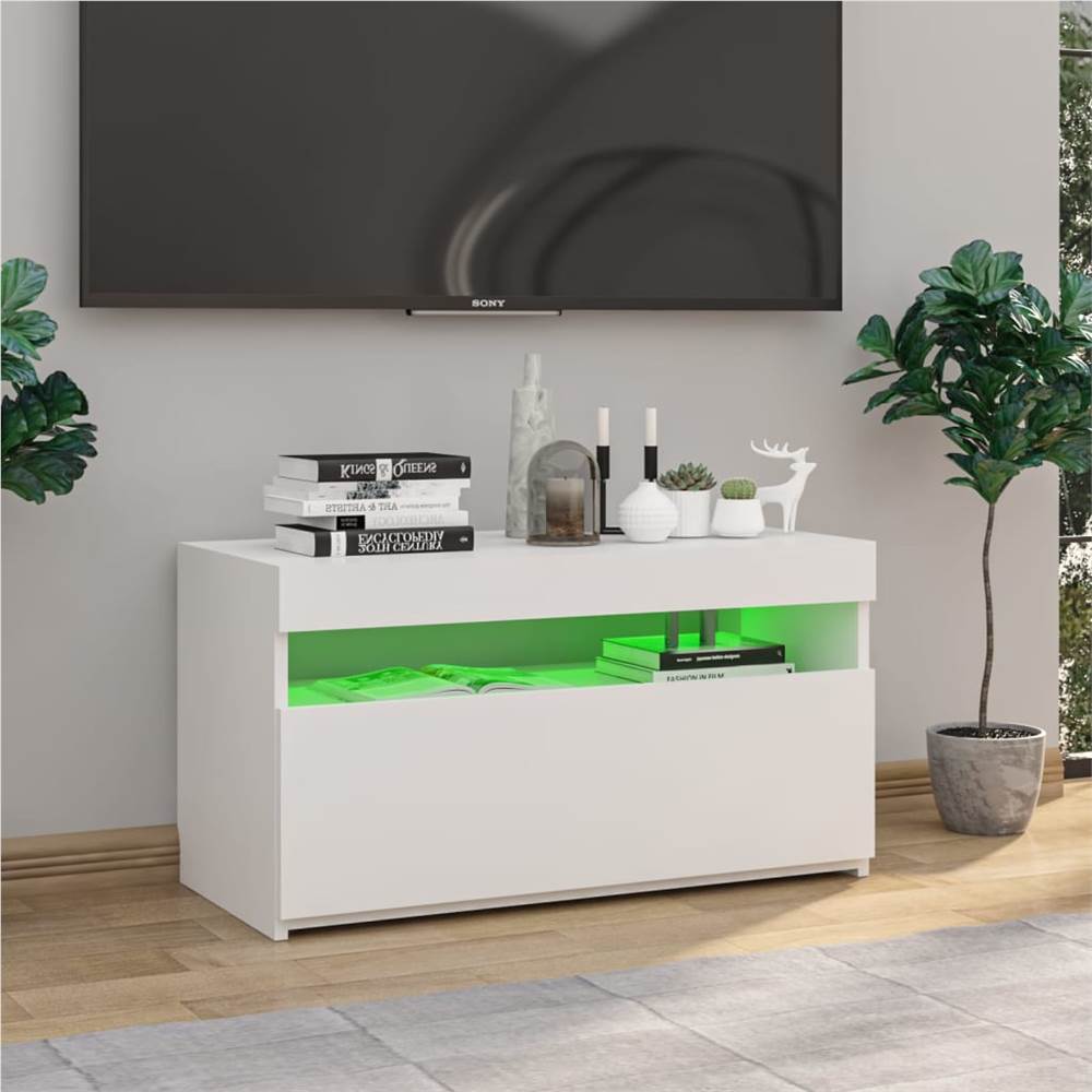 TV Cabinet With LED Lights High Gloss White 75x35x40 Cm 16 TV Cabinet with LED Lights High Gloss White 75x35x40 cm