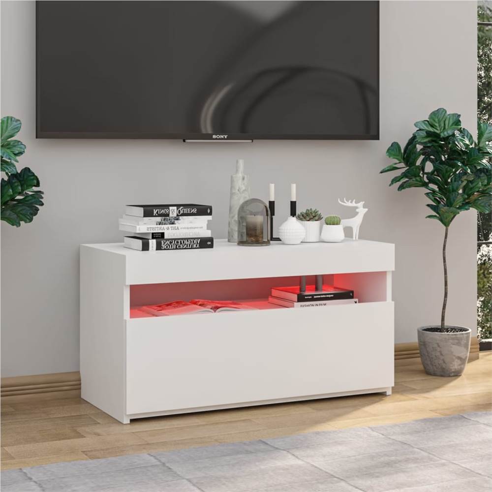 TV Cabinet With LED Lights High Gloss White 75x35x40 Cm 17 TV Cabinet with LED Lights High Gloss White 75x35x40 cm
