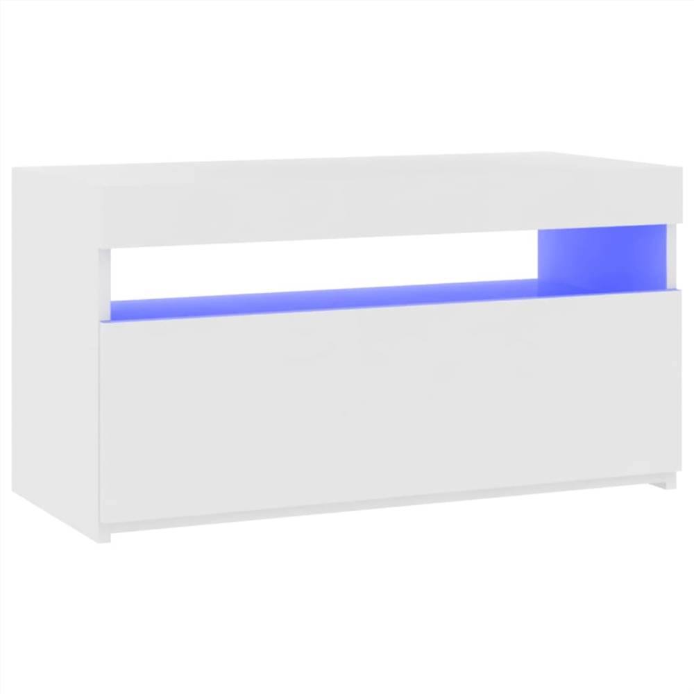 TV Cabinet with LED Lights White 75x35x40 cm