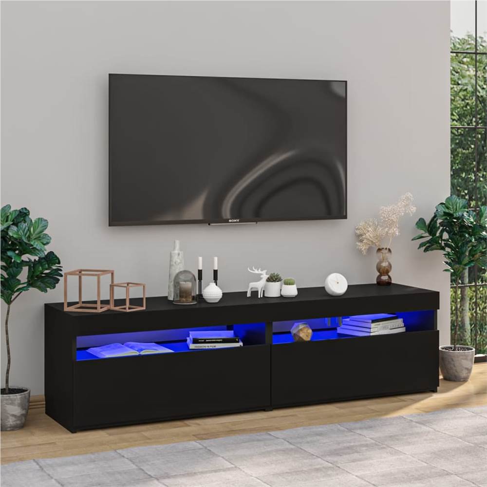 TV Cabinets with LED Lights High Gloss Black 75x35x40 cm, Other  - buy with discount