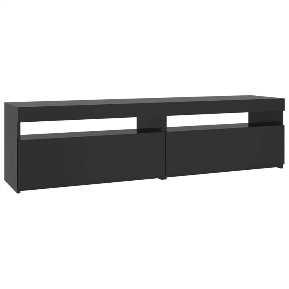 TV Cabinets 2 pcs with LED Lights High Gloss Black 75x35x40 cm