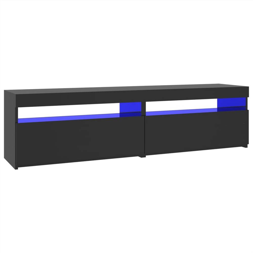 TV Cabinets 2 pcs with LED Lights High Gloss Black 75x35x40 cm