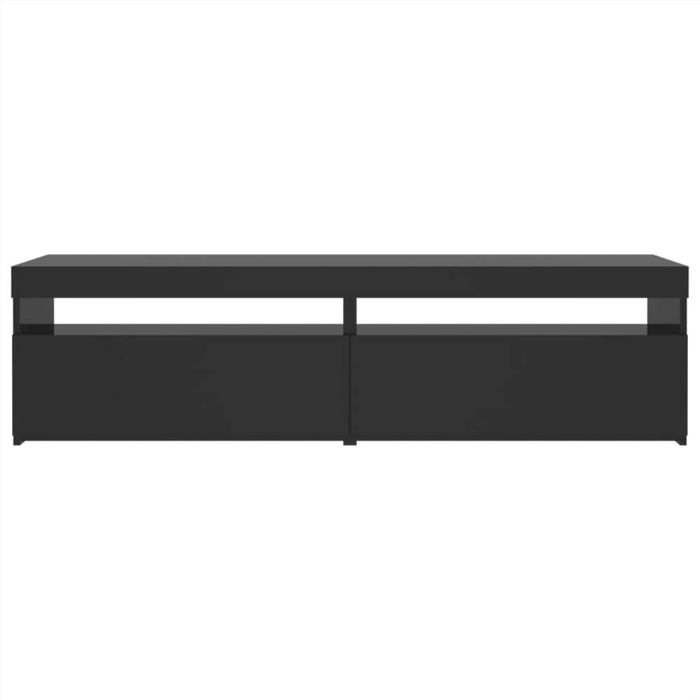 TV Cabinets 2 pcs with LED Lights High Gloss Black 75x35x40 cm
