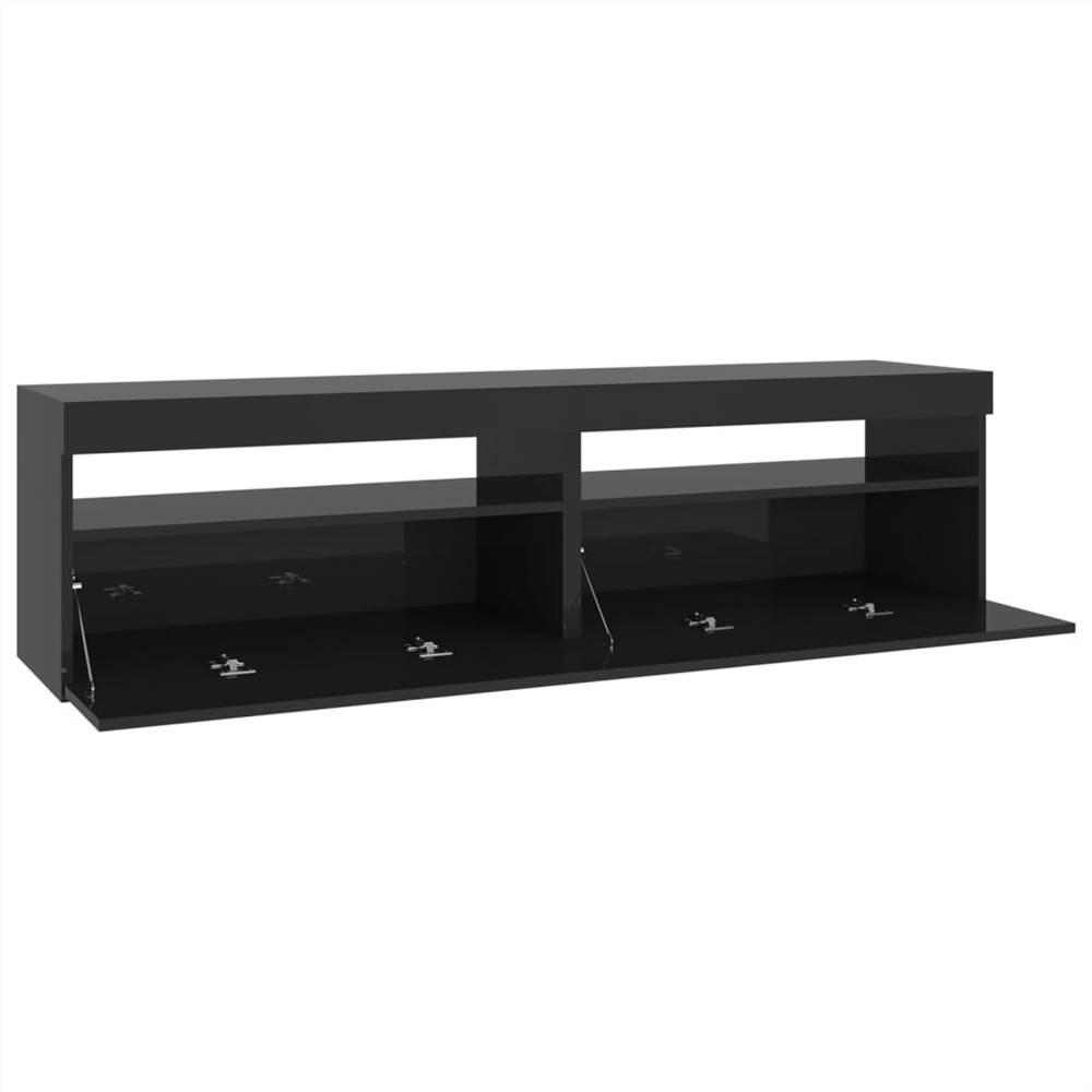 TV Cabinets 2 pcs with LED Lights High Gloss Black 75x35x40 cm